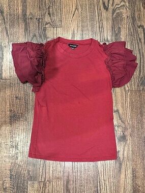 Strut & Bolt Ruffle Sleeve TopSmall Red Tee